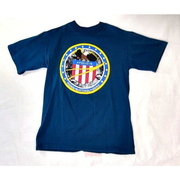 NASA Apollo 16 Mission Crew Badge Logo T-Shirt Men's Small Dark-Teal (T5E) - Picture 2 of 3